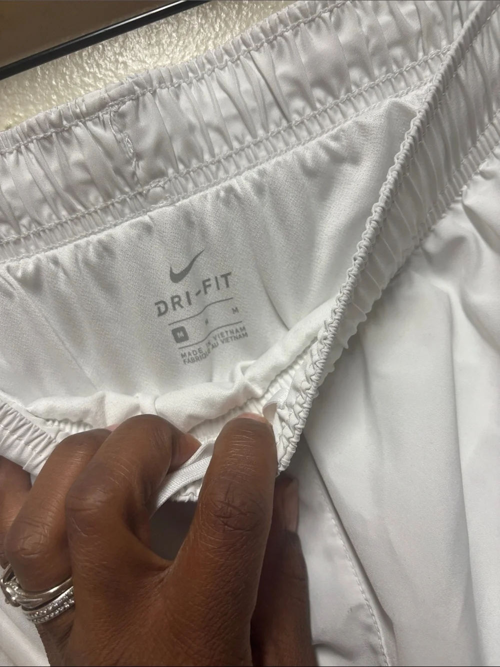 Nike dri fit tempo shorts white womens size medium breif lined